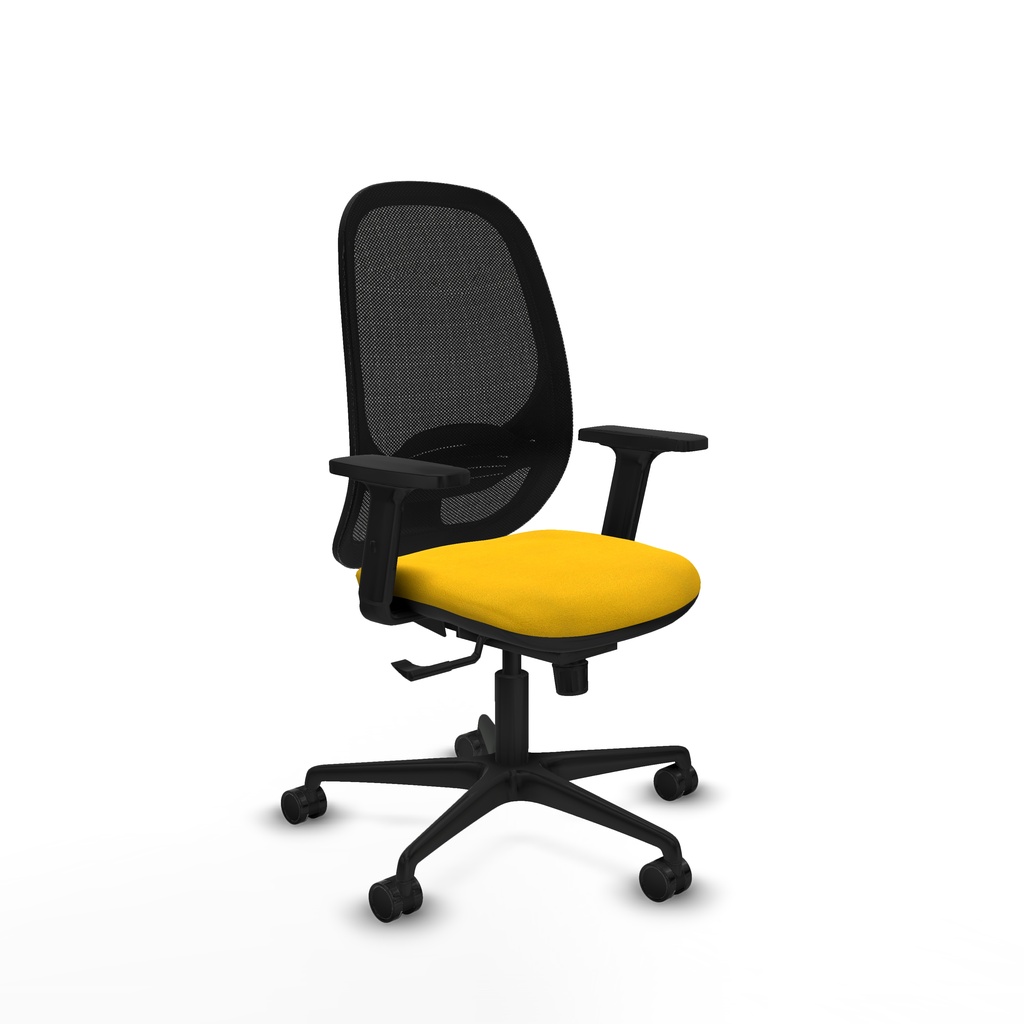Cilanco sincro malla negra bali amarillo brazos 2D base nailon ruedas 65mm nailon