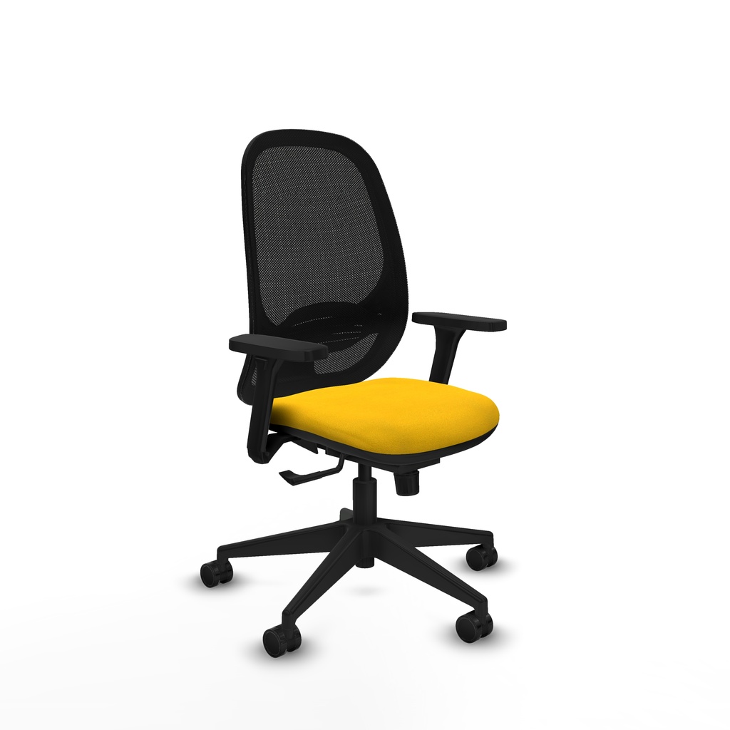 Cilanco sincro malla negra bali amarillo brazos 3D base piramidal ruedas 65mm nailon