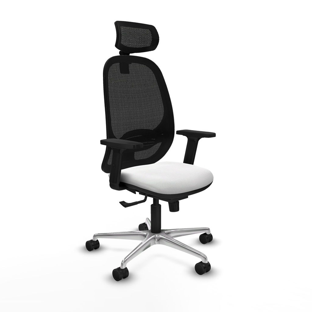 Cilanco sincro malla negra bali blanco brazos 2D base aluminio cabecero 2D ruedas 65mm nailon