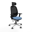 Cilanco sincro malla negra bali azul cielo brazos 2D base aluminio cabecero 2D ruedas 65mm engomadas