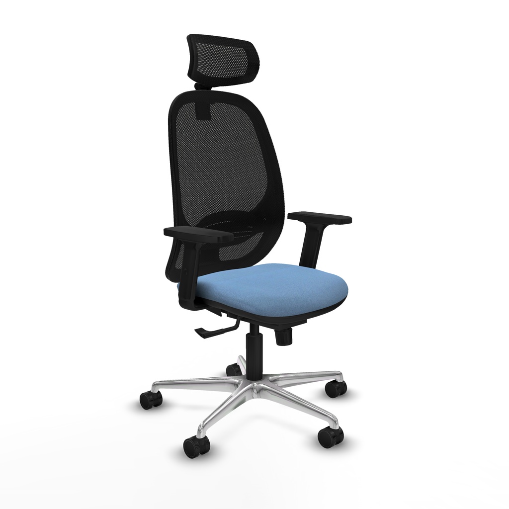 Cilanco sincro malla negra bali azul cielo brazos 2D base aluminio cabecero 2D ruedas 65mm nailon