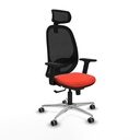 Cilanco sincro malla negra bali naranja oscuro brazos 2D base aluminio cabecero 2D ruedas 65mm engomadas