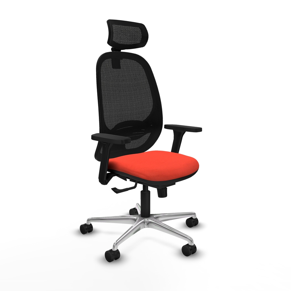 Cilanco sincro malla negra bali naranja oscuro brazos 3D base aluminio cabecero 2D ruedas 65mm nailon