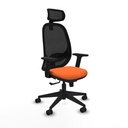 Cilanco sincro malla negra bali naranja brazos 2D base piramidal cabecero 2D ruedas 65mm nailon