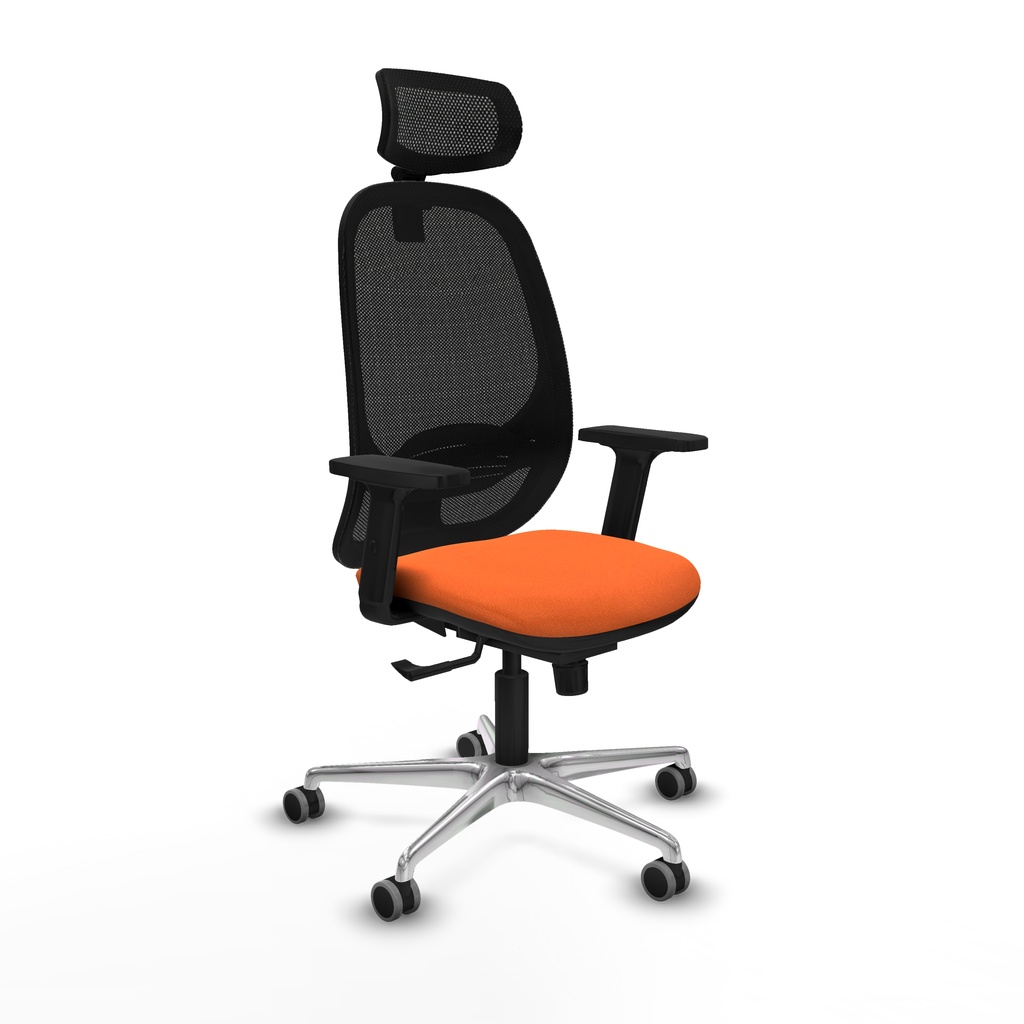 Cilanco sincro malla negra bali naranja brazos 2D base aluminio cabecero 2D ruedas 65mm engomadas