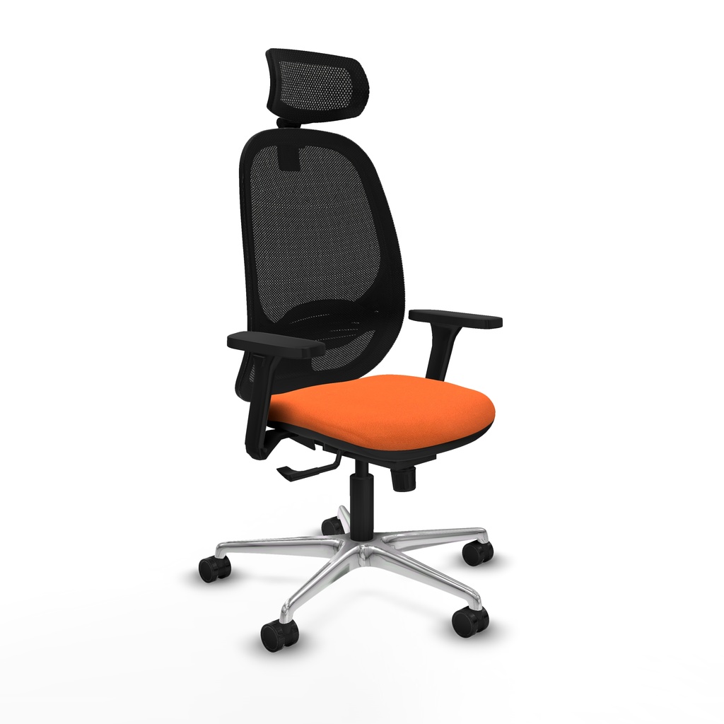 Cilanco sincro malla negra bali naranja brazos 3D base aluminio cabecero 2D ruedas 65mm nailon