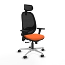 Cilanco sincro malla negra bali naranja brazos 3D base aluminio cabecero 2D ruedas 65mm nailon