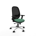 Cilanco sincro malla negra bali verde esmeralda brazos 2D base aluminio ruedas 65mm nailon