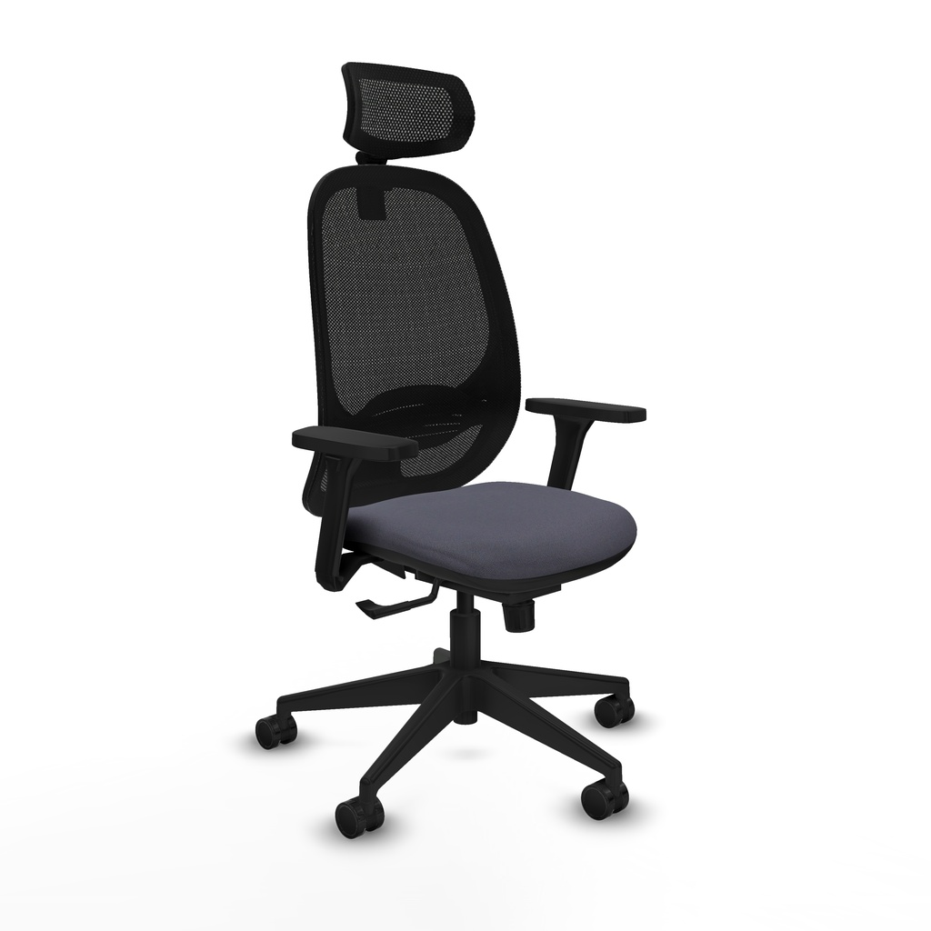 Cilanco sincro malla negra bali gris oscuro brazos 3D base piramidal cabecero 2D ruedas 65mm nailon