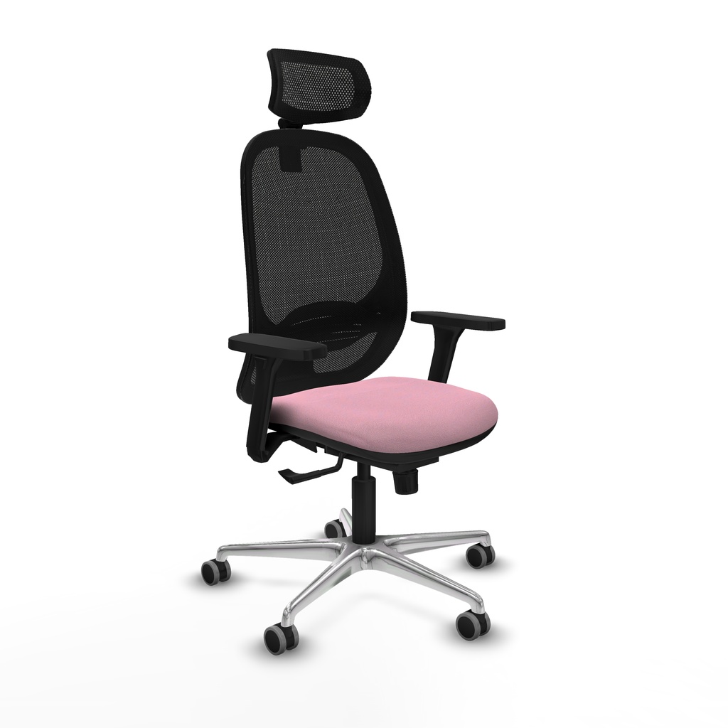 Cilanco sincro malla negra bali rosa brazos 3D base aluminio cabecero 2D ruedas 65mm engomadas