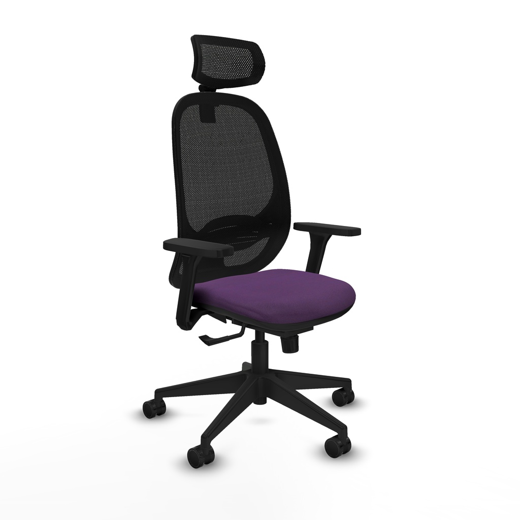 Cilanco sincro malla negra bali morado brazos 3D base piramidal cabecero 2D ruedas 65mm nailon
