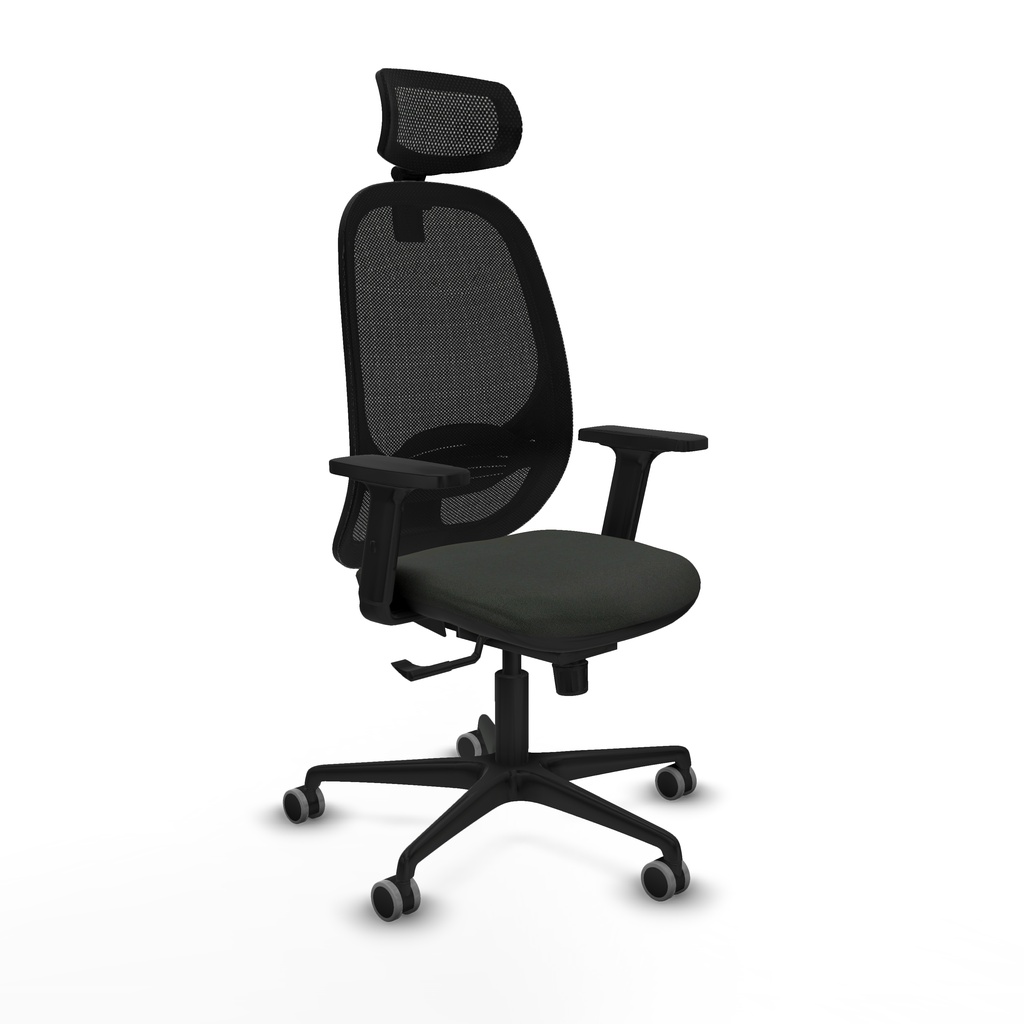 Cilanco sincro malla negra bali negro brazos 2D base nailon cabecero 2D ruedas 65mm engomadas