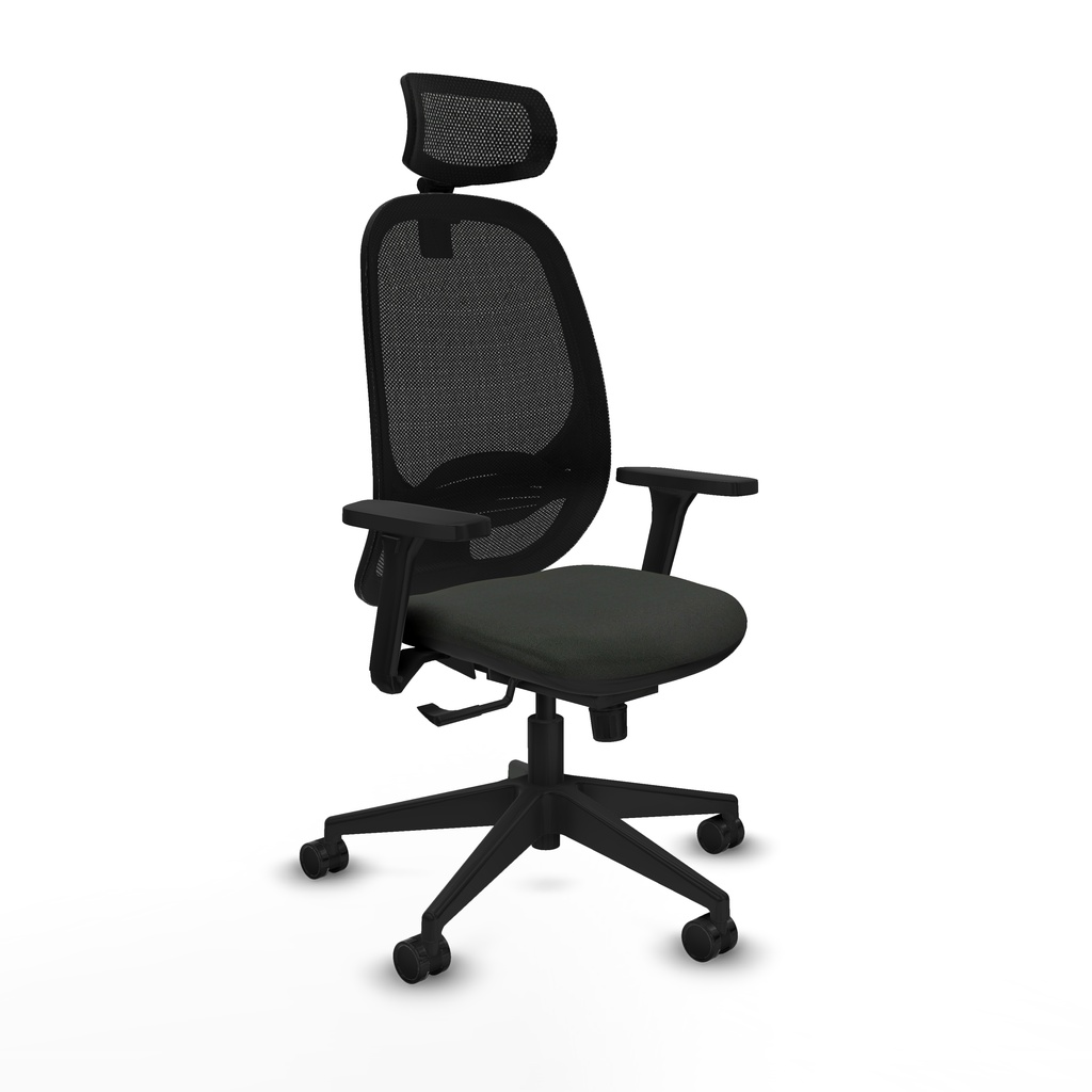 Cilanco sincro malla negra bali negro brazos 3D base piramidal cabecero 2D ruedas 65mm nailon