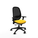 Cilanco sincro malla negra similpiel amarillo brazos 3D base piramidal ruedas 65mm nailon