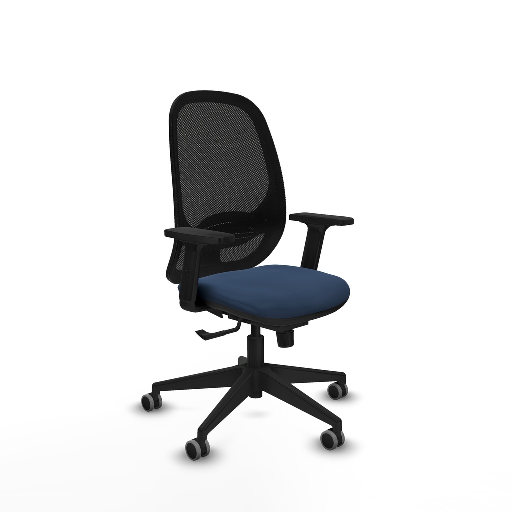 Cilanco sincro malla negra similpiel azul marino brazos 2D base piramidal ruedas 65mm engomadas