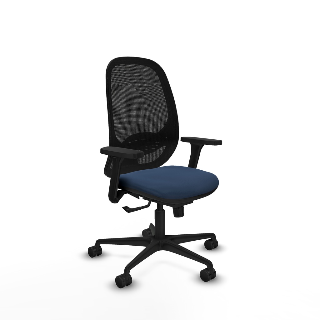 Cilanco sincro malla negra similpiel azul marino brazos 3D base nailon ruedas 65mm nailon