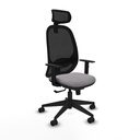 Cilanco sincro malla negra similpiel gris brazos 1D base piramidal cabecero 2D ruedas 65mm nailon