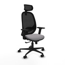 Cilanco sincro malla negra similpiel gris brazos 2D base nailon cabecero 2D ruedas 65mm nailon