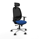 Cilanco sincro malla negra similpiel azul brazos 1D base aluminio cabecero 2D ruedas 65mm nailon