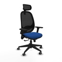 Cilanco sincro malla negra similpiel azul brazos 3D base piramidal cabecero 2D ruedas 65mm engomadas