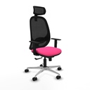 Cilanco sincro malla negra similpiel rosa brazos 1D base aluminio cabecero 2D ruedas 65mm nailon