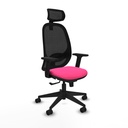 Cilanco sincro malla negra similpiel rosa brazos 2D base piramidal cabecero 2D ruedas 65mm nailon