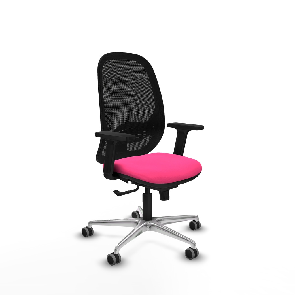 Cilanco sincro malla negra similpiel rosa brazos 2D base aluminio ruedas 65mm engomadas
