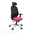 Cilanco sincro malla negra similpiel rosa brazos 2D base aluminio cabecero 2D ruedas 65mm nailon