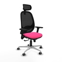 Cilanco sincro malla negra similpiel rosa brazos 3D base aluminio cabecero 2D ruedas 65mm engomadas