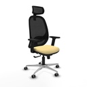 Cilanco sincro malla negra similpiel crema brazos 2D base aluminio cabecero 2D ruedas 65mm engomadas