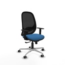 Cilanco sincro malla negra similpiel azul claro brazos 1D base aluminio ruedas 65mm engomadas