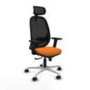 Cilanco sincro malla negra similpiel naranja brazos 2D base aluminio cabecero 2D ruedas 65mm nailon