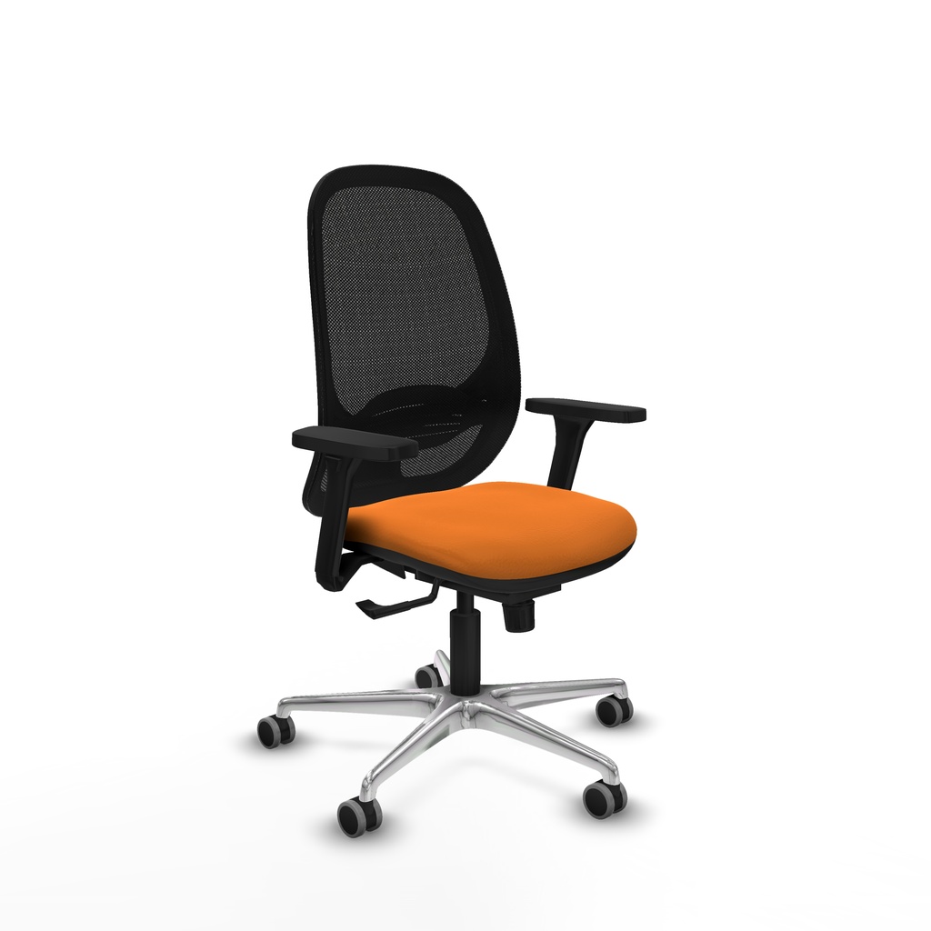 Cilanco sincro malla negra similpiel naranja brazos 3D base aluminio ruedas 65mm engomadas