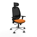 Cilanco sincro malla negra similpiel naranja brazos 3D base aluminio cabecero 2D ruedas 65mm engomadas