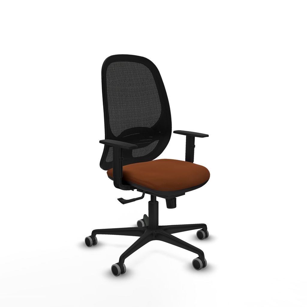 Cilanco sincro malla negra similpiel marrón brazos 1D base nailon ruedas 65mm engomadas