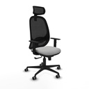 Cilanco sincro malla negra similpiel gris claro brazos 1D base nailon cabecero 2D ruedas 65mm engomadas