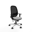 Cilanco sincro malla negra similpiel gris claro brazos 1D base aluminio ruedas 65mm nailon