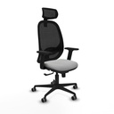 Cilanco sincro malla negra similpiel gris claro brazos 2D base nailon cabecero 2D ruedas 65mm engomadas