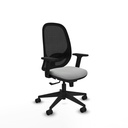 Cilanco sincro malla negra similpiel gris claro brazos 2D base piramidal ruedas 65mm nailon