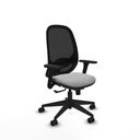 Cilanco sincro malla negra similpiel gris claro brazos 3D base piramidal ruedas 65mm nailon