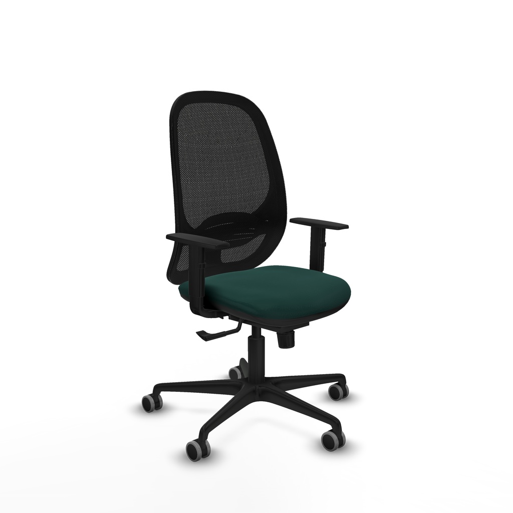 Cilanco sincro malla negra similpiel verde botella brazos 1D base nailon ruedas 65mm engomadas