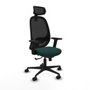 Cilanco sincro malla negra similpiel verde botella brazos 2D base nailon cabecero 2D ruedas 65mm nailon