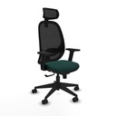 Cilanco sincro malla negra similpiel verde botella brazos 2D base piramidal cabecero 2D ruedas 65mm nailon