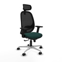 Cilanco sincro malla negra similpiel verde botella brazos 2D base aluminio cabecero 2D ruedas 65mm nailon