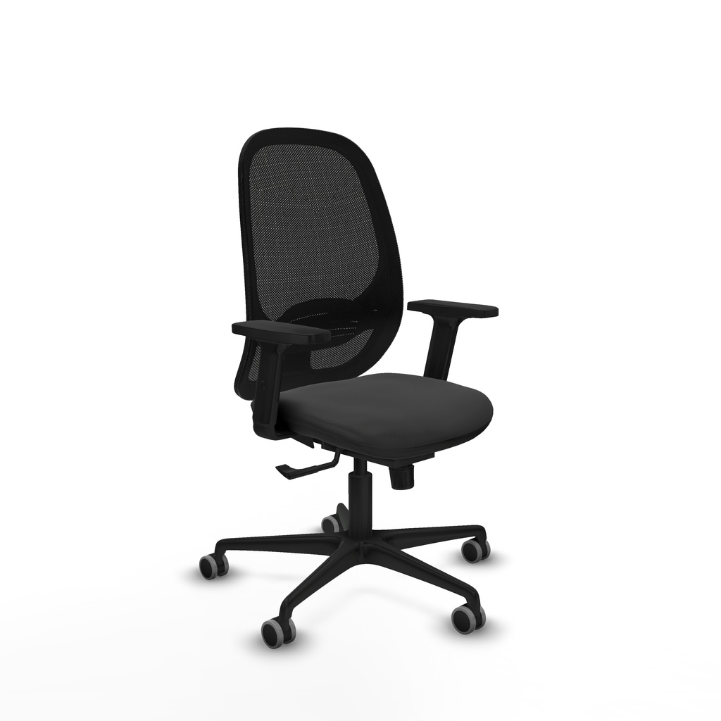 Cilanco sincro malla negra similpiel gris oscuro brazos 2D base nailon ruedas 65mm engomadas