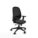 Cilanco sincro malla negra similpiel gris oscuro brazos 2D base piramidal ruedas 65mm nailon