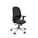 Cilanco sincro malla negra similpiel gris oscuro brazos 2D base aluminio ruedas 65mm engomadas