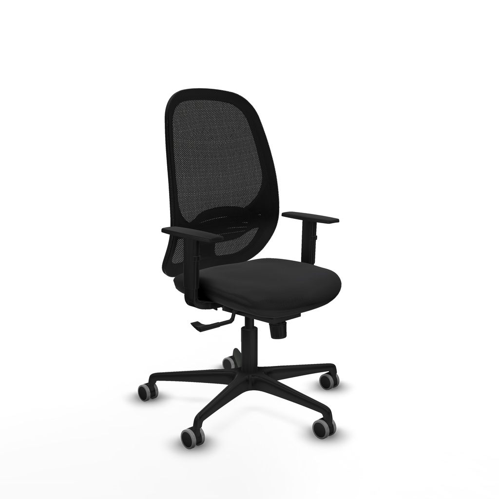 Cilanco sincro malla negra similpiel negro brazos 1D base nailon ruedas 65mm engomadas