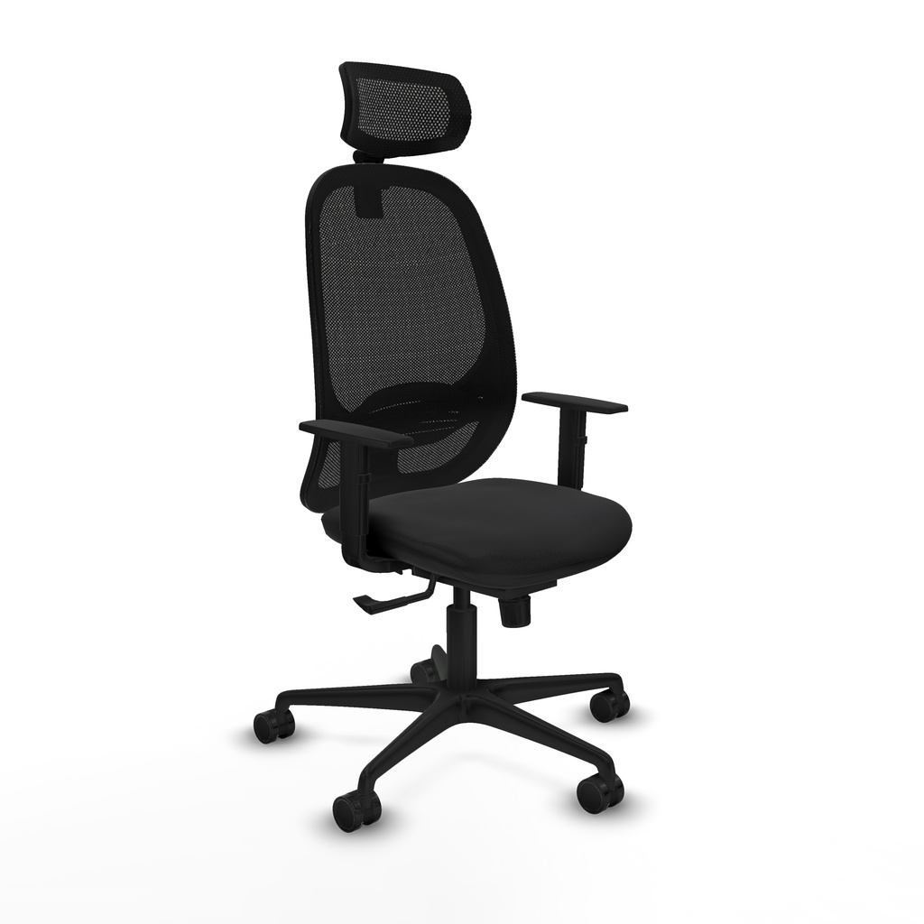 Cilanco sincro malla negra similpiel negro brazos 1D base nailon cabecero 2D ruedas 65mm nailon