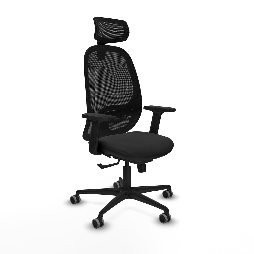 Cilanco sincro malla negra similpiel negro brazos 2D base nailon cabecero 2D ruedas 65mm engomadas